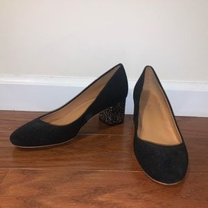 J Crew Suede Glitter Block Heels